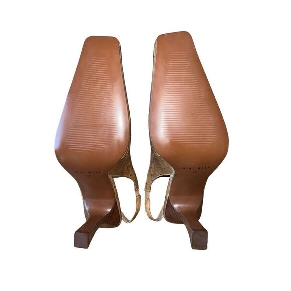 Nine West - Natural Color - Mileage - Square Toe Slingback Heels Womens Size 10 - Picture 9 of 11